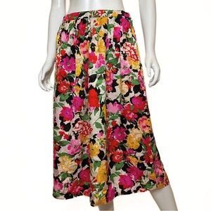 VTG 80s Anne Crimmins Umi Collections Silk Floral Skirt Womens SZ 8 Romantic